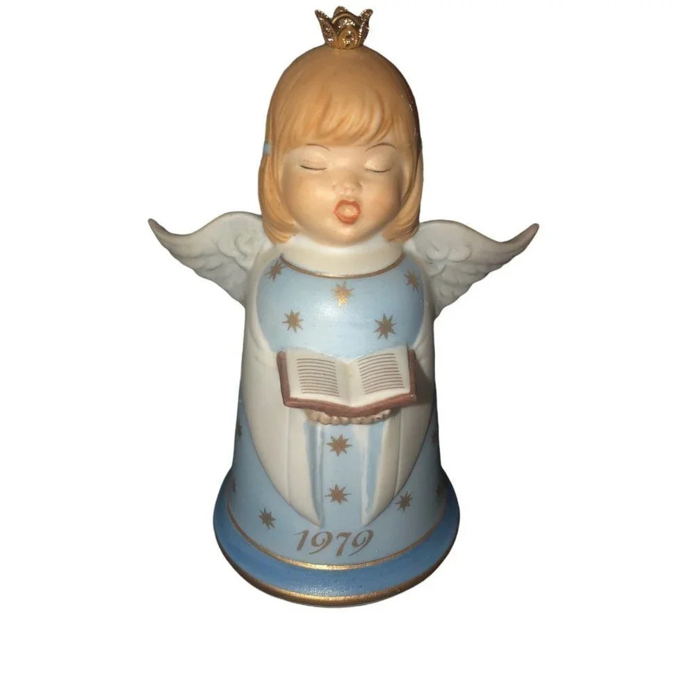 Vintage KAISER 1979 W. Germany Blue Angel Bell Christmas Ornament Xmas Music